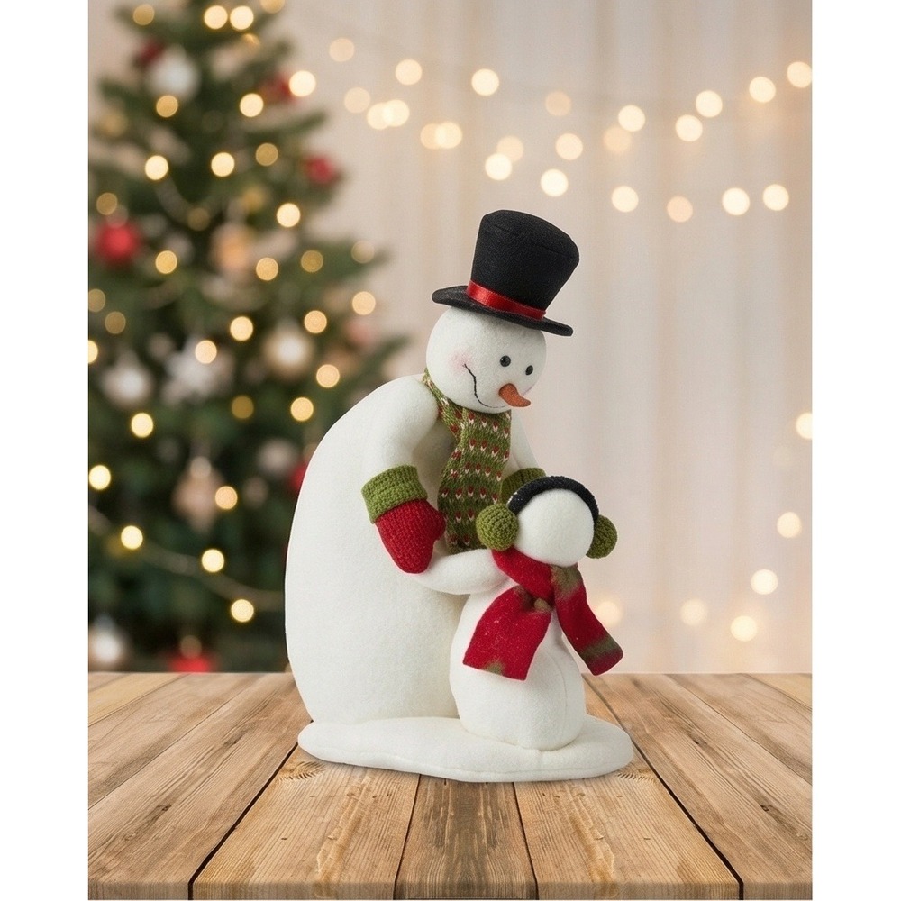 Well Dressed Home Snowman Parent and Child‎ Christmas Figurine Glitter Decor NWT